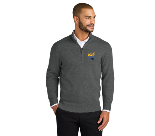 Port Authority Easy Care 1/4-Zip Sweater Charcoal Heather Full Color Torch