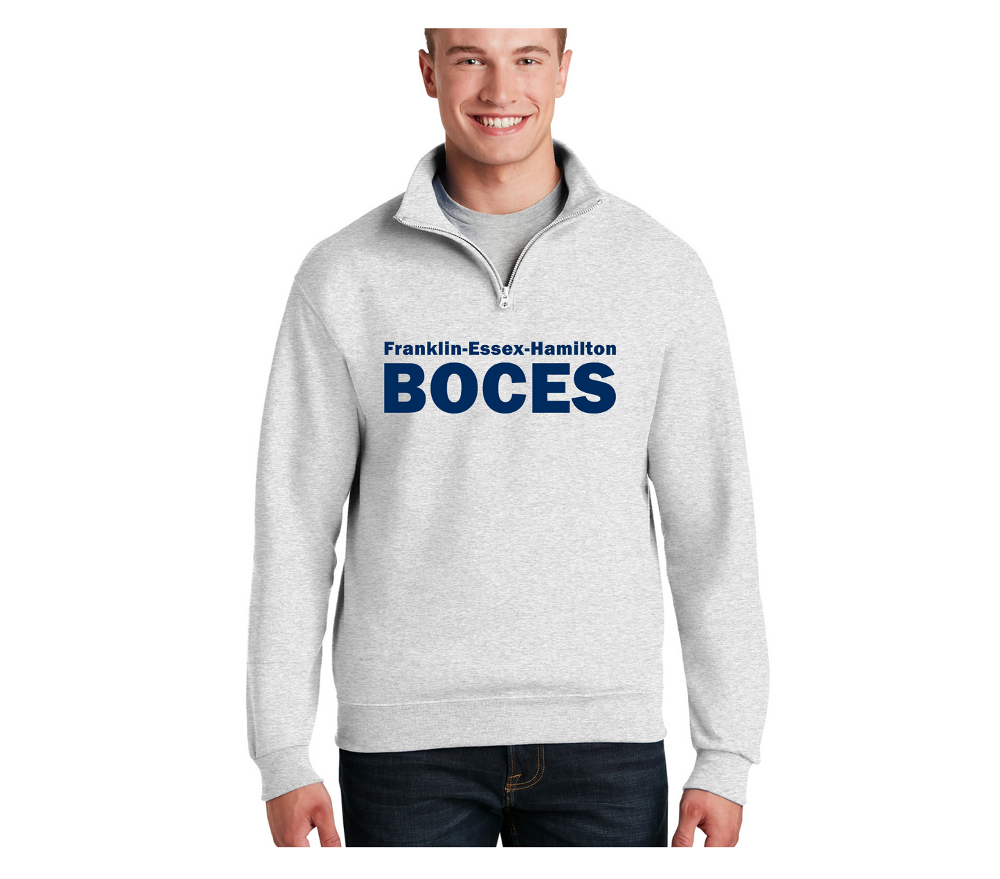 Jerzees NuBlend ® 1/4-Zip Cadet Collar Sweatshirt Ash FEH BOCES Blue