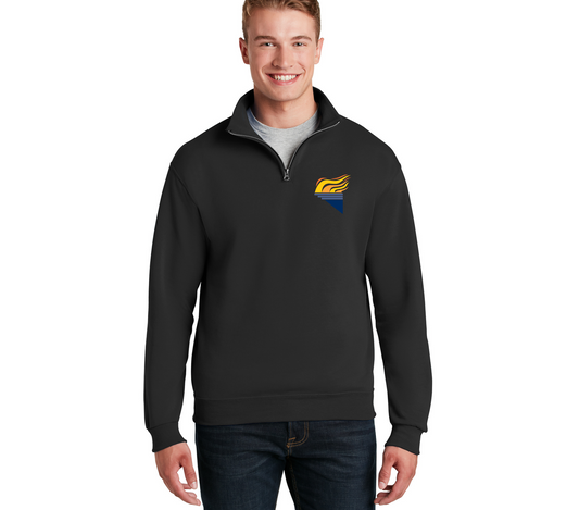 Jerzees NuBlend ® 1/4-Zip Cadet Collar Sweatshirt Black Full Color Torch Pocket