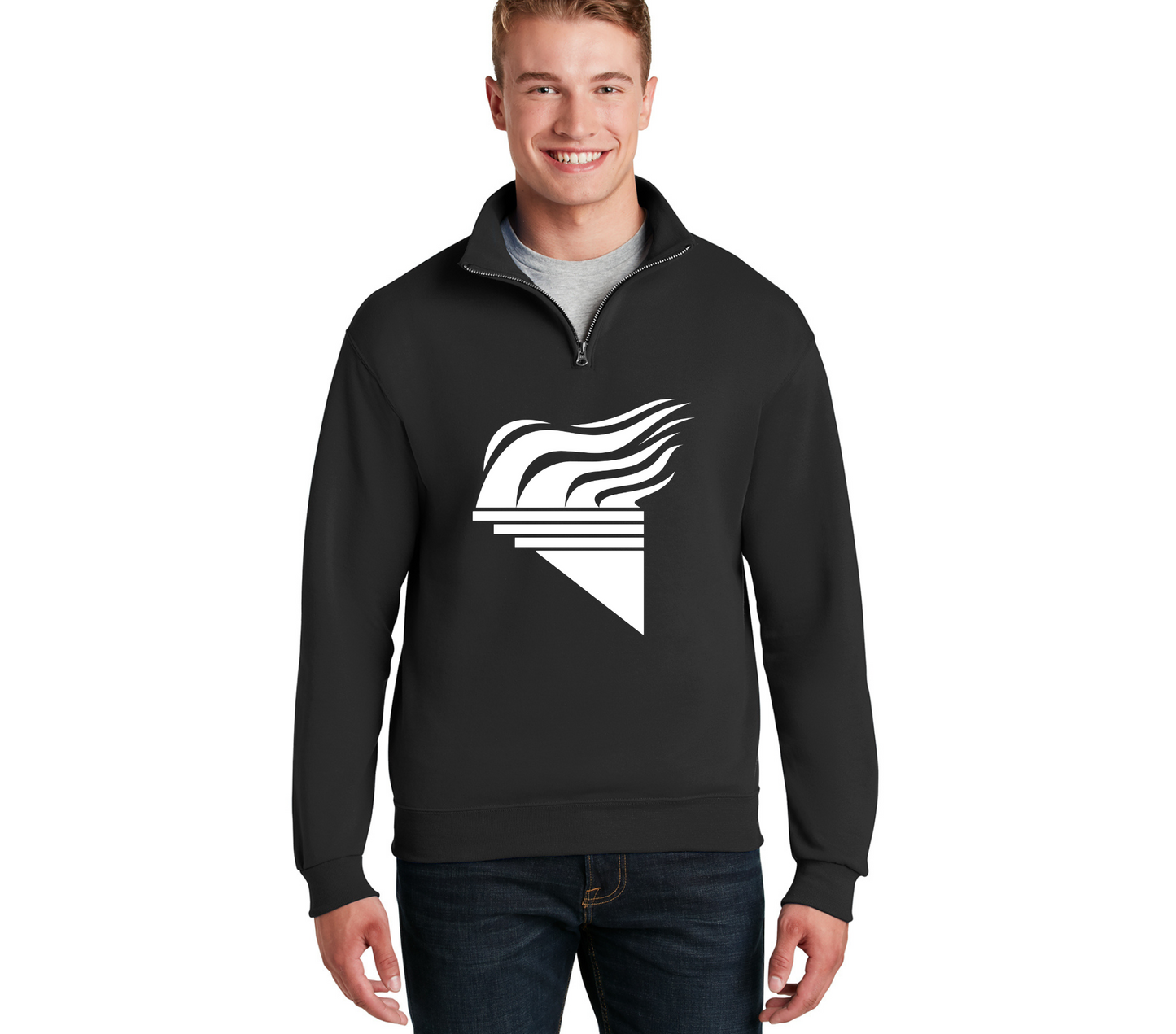 Jerzees NuBlend ® 1/4-Zip Cadet Collar Sweatshirt Black White Torch Large