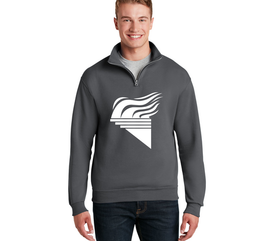 Jerzees NuBlend ® 1/4-Zip Cadet Collar Sweatshirt Charcoal White Torch Large