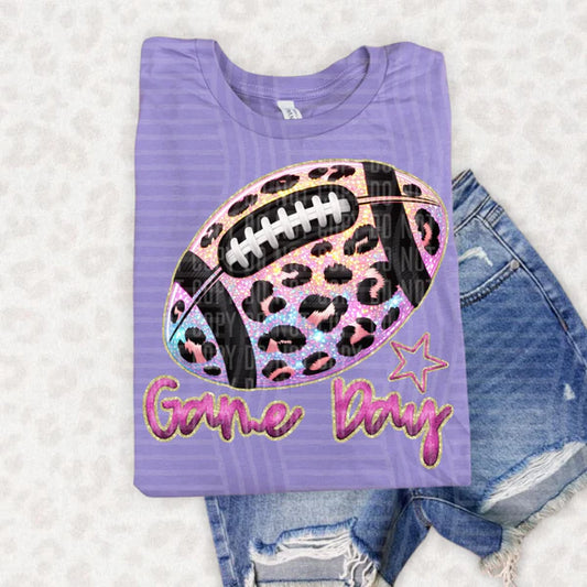 Rainbow Football Game Day Bella + Canvas Unisex Jersey T-Shirt Dark Lavender