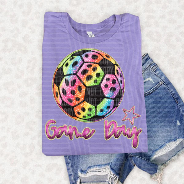 Rainbow Soccer Game Day Bella + Canvas Unisex Jersey T-Shirt Dark Lavender