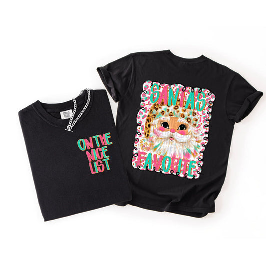 Santa's Favorite On The Nice List With Pocket Comfort Colors Adult Heavyweight T-Shirt Black