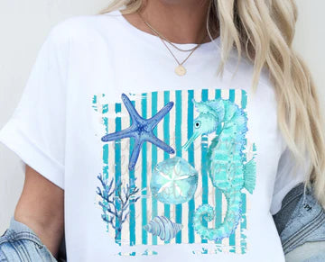 Seahorse Stripes Gildan Softstyle® T-Shirt White