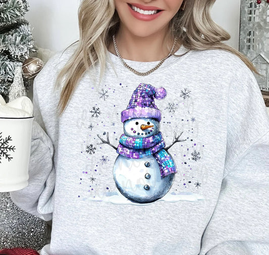 Snowman Blue Purple Gildan Unisex Heavy Blend™ Crewneck Sweatshirt Ash