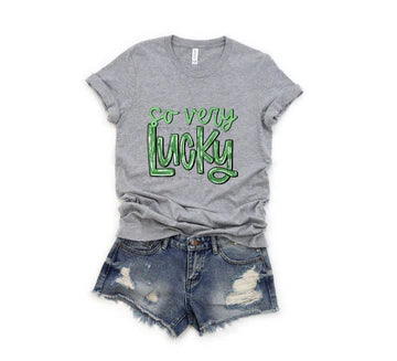 So Very Lucky Bella + Canvas Unisex Jersey T-Shirt Heather Athletic