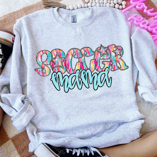 Soccer Mama Multicolor Stars Gildan Unisex Heavy Blend™ Crewneck Sweatshirt Sport Grey