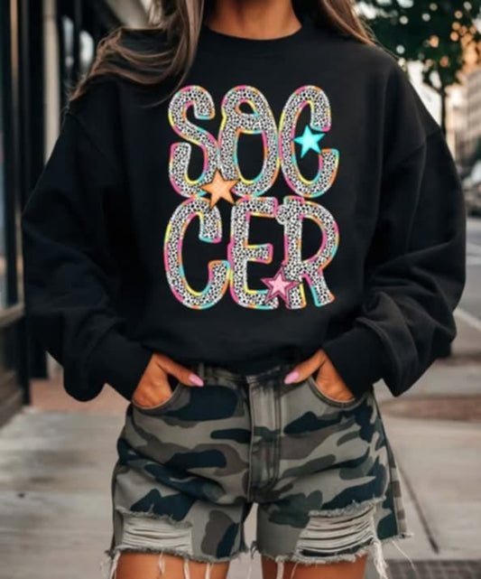Soccer Rainbow Polka Dot Gildan Unisex Heavy Blend™ Crewneck Sweatshirt Black