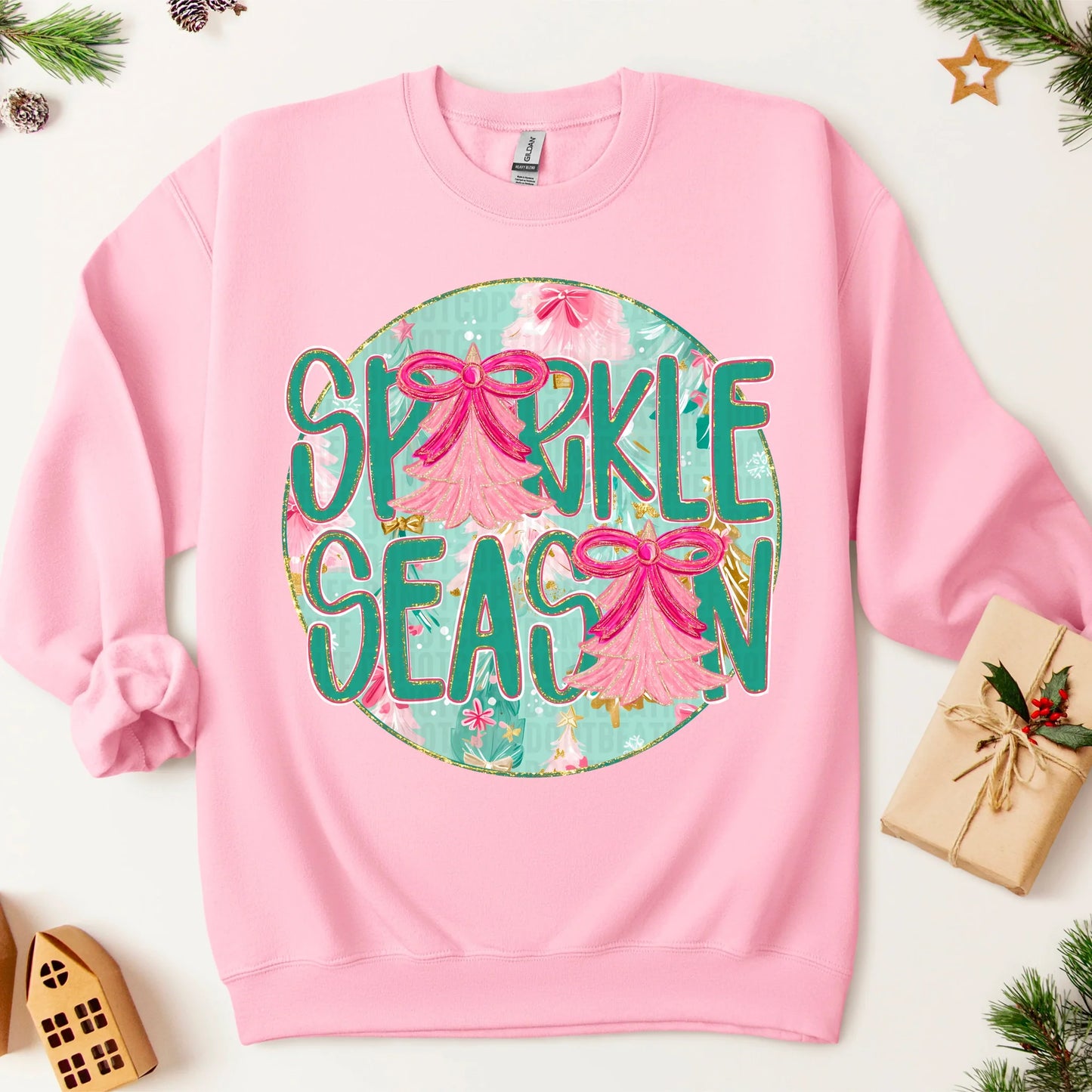 Sparkle Season Gildan Unisex Heavy Blend™ Crewneck Sweatshirt Light Pink