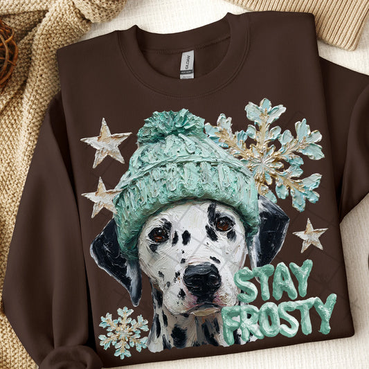 Stay Frosty Dalmation Gildan Unisex Heavy Blend™ Crewneck Sweatshirt Dark Chocolate