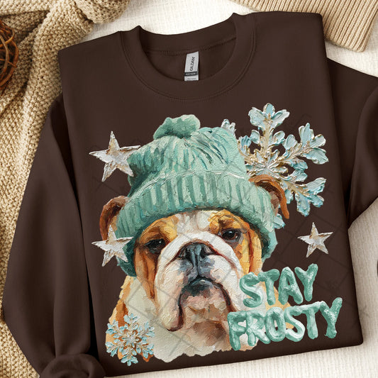 Stay Frosty English Bulldog Gildan Unisex Heavy Blend™ Crewneck Sweatshirt Dark Chocolate