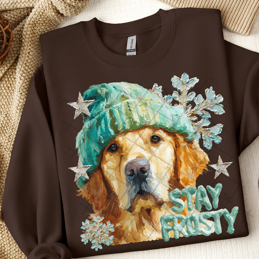 Stay Frosty Golden Retriever Gildan Unisex Heavy Blend™ Crewneck Sweatshirt Dark Chocolate