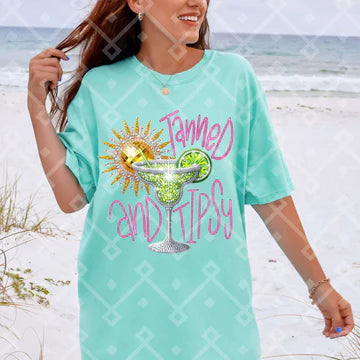 Tanned and Tipsy Comfort Colors Adult Heavyweight T-Shirt Chalky Mint