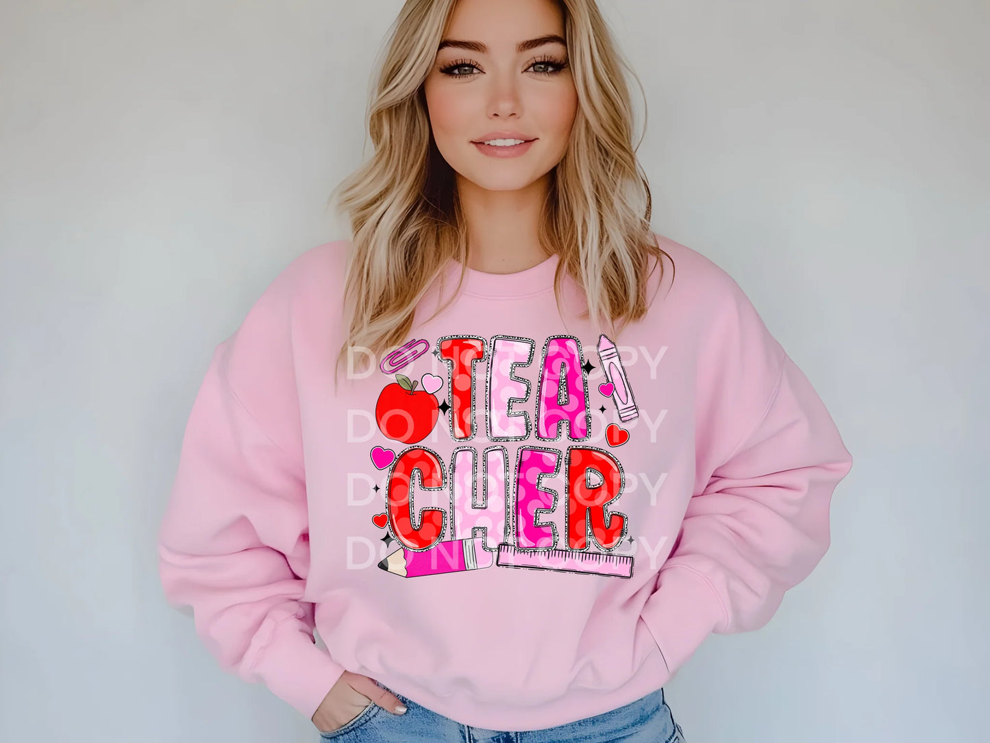 Teacher Valentines Day Gildan Unisex Heavy Blend™ Crewneck Sweatshirt Light Pink