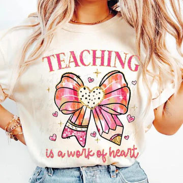 Teaching Is A Work Of Heart Comfort Colors Adult Heavyweight T-Shirt Ivory