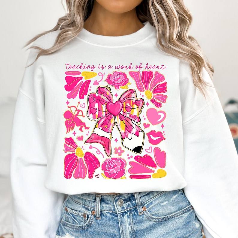 Teaching is a Work of Heart Gildan Heavy Blend™ 50/50 Fleece Crew White