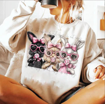 Trio Bunny Glasses and Bubble Gildan Unisex Heavy Blend™ Crewneck Sweatshirt White