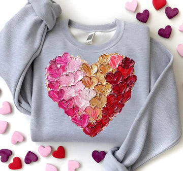 Valentine Mini Heart Paint Gildan Unisex Heavy Blend™ Crewneck Sweatshirt Sport Grey