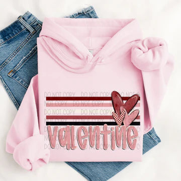 Valentine Stripes Gildan Adult Heavy Blend™ 50/50 Hooded Sweatshirt Light Pink