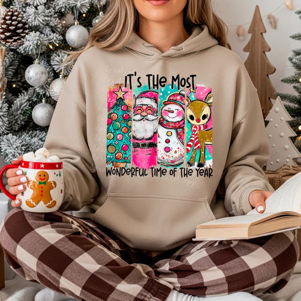 Wonderful Time Of The Year Bright Color Unisex Heavy Blend™ Hooded Sweatshirt Sand