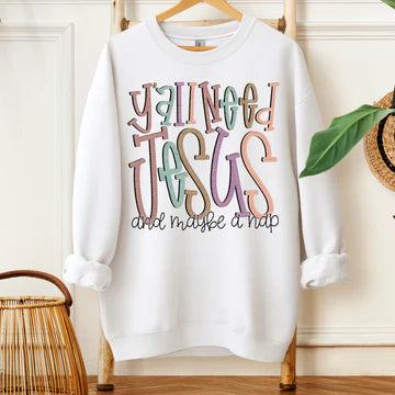 Ya'll I Need Jesus and Maybe a Nap Gildan Unisex Heavy Blend™ Crewneck Sweatshirt White
