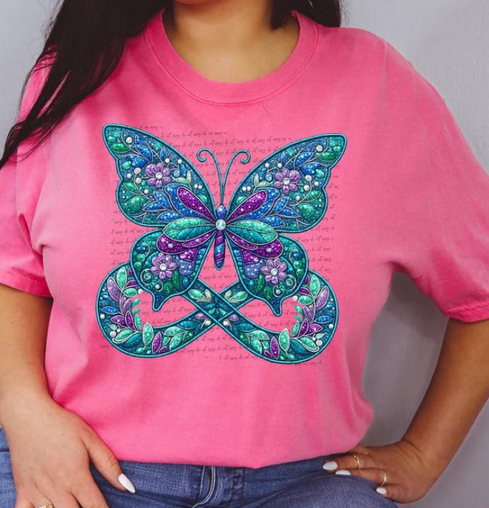 Stay Butterfly Comfort Colors Adult Heavyweight T-Shirt Neon Pink