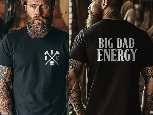 Big Dad Energy Double Print Gildan Softstyle® T-Shirt Black